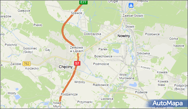 mapa Bolechowice gmina Sitkówka-Nowiny, Bolechowice gmina Sitkówka-Nowiny na mapie Targeo