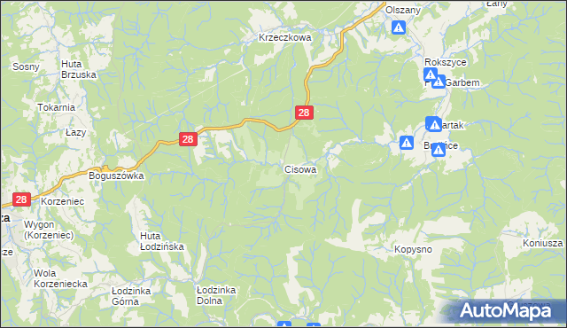 mapa Cisowa gmina Krasiczyn, Cisowa gmina Krasiczyn na mapie Targeo