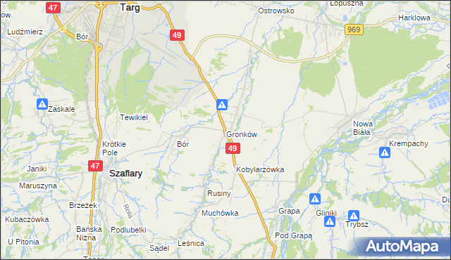 mapa Gronków, Gronków na mapie Targeo
