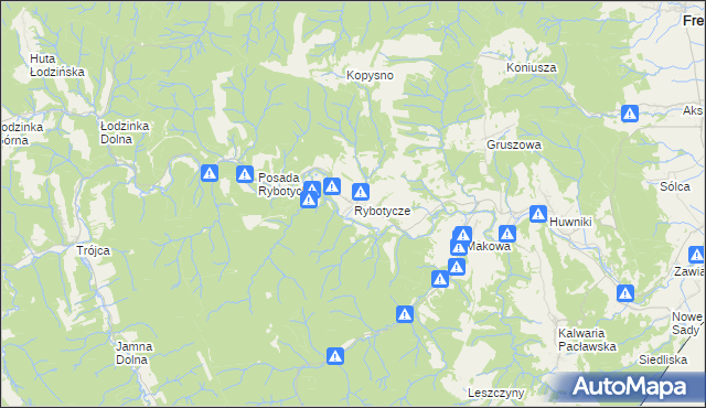 mapa Rybotycze, Rybotycze na mapie Targeo