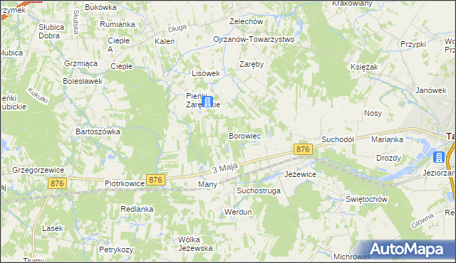 mapa Borowiec gmina Tarczyn, Borowiec gmina Tarczyn na mapie Targeo