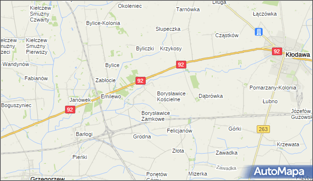 mapa Borysławice Kościelne, Borysławice Kościelne na mapie Targeo