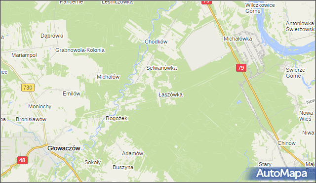 mapa Łaszówka, Łaszówka na mapie Targeo