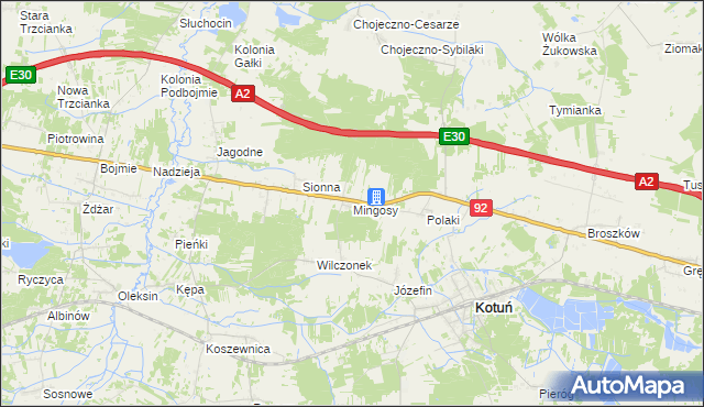 mapa Mingosy, Mingosy na mapie Targeo