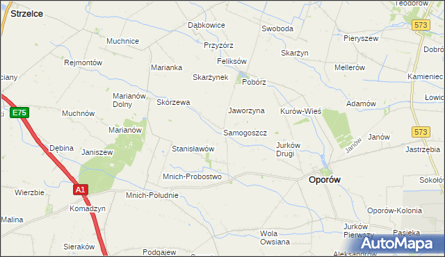 mapa Samogoszcz gmina Oporów, Samogoszcz gmina Oporów na mapie Targeo