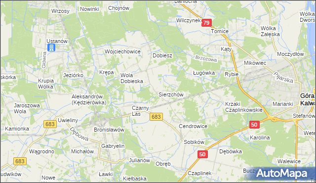 mapa Sierzchów gmina Góra Kalwaria, Sierzchów gmina Góra Kalwaria na mapie Targeo