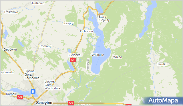 mapa Wałpusz, Wałpusz na mapie Targeo