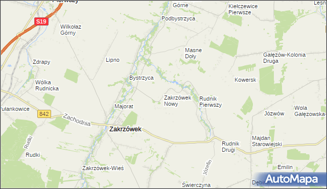 mapa Zakrzówek Nowy, Zakrzówek Nowy na mapie Targeo