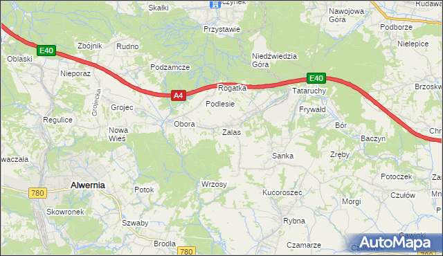 mapa Zalas gmina Krzeszowice, Zalas gmina Krzeszowice na mapie Targeo