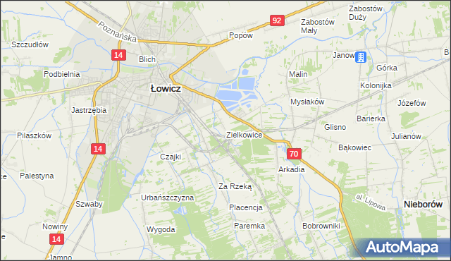 mapa Zielkowice, Zielkowice na mapie Targeo