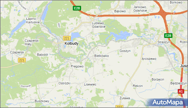 mapa Bielkówko, Bielkówko na mapie Targeo