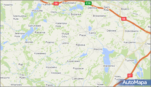 mapa Rębiska gmina Szemud, Rębiska gmina Szemud na mapie Targeo