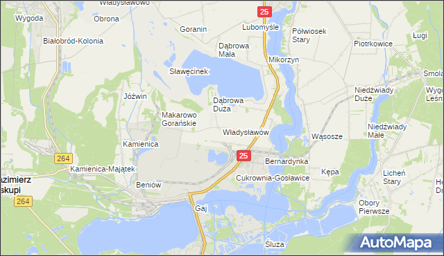 mapa Władysławów gmina Ślesin, Władysławów gmina Ślesin na mapie Targeo