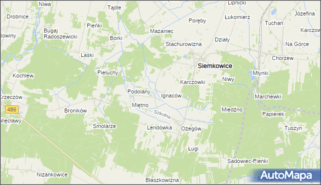 mapa Ignaców gmina Siemkowice, Ignaców gmina Siemkowice na mapie Targeo