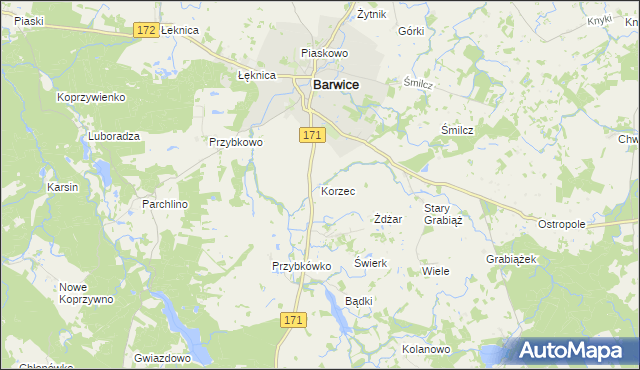 mapa Korzec, Korzec na mapie Targeo