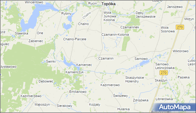 mapa Czamanin, Czamanin na mapie Targeo