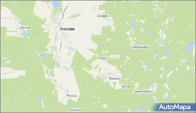 mapa Potoki gmina Koczała, Potoki gmina Koczała na mapie Targeo