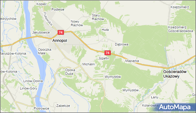 mapa Józefin gmina Annopol, Józefin gmina Annopol na mapie Targeo
