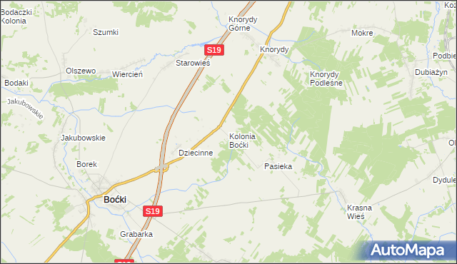 mapa Kolonia Boćki, Kolonia Boćki na mapie Targeo
