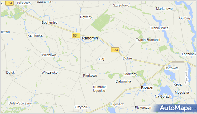 mapa Gaj gmina Radomin, Gaj gmina Radomin na mapie Targeo