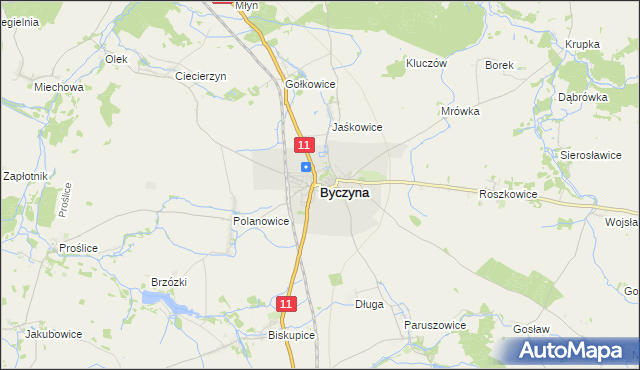 mapa Byczyna powiat kluczborski, Byczyna powiat kluczborski na mapie Targeo