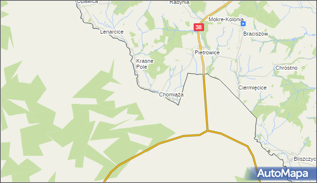 mapa Chomiąża gmina Głubczyce, Chomiąża gmina Głubczyce na mapie Targeo