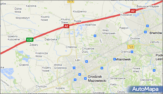 mapa Chrzanów Duży, Chrzanów Duży na mapie Targeo