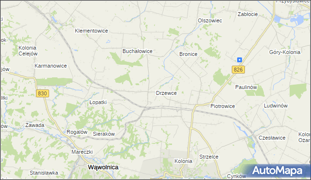 mapa Drzewce gmina Nałęczów, Drzewce gmina Nałęczów na mapie Targeo