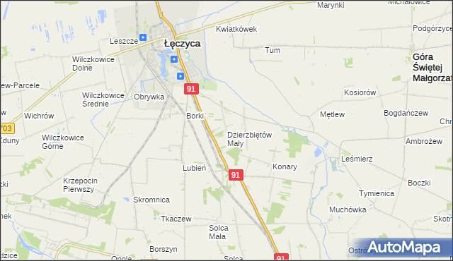 mapa Dzierzbiętów Mały, Dzierzbiętów Mały na mapie Targeo