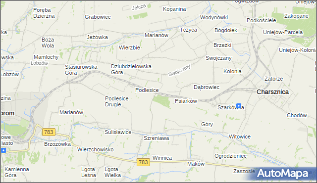 mapa Gajówka gmina Charsznica, Gajówka gmina Charsznica na mapie Targeo