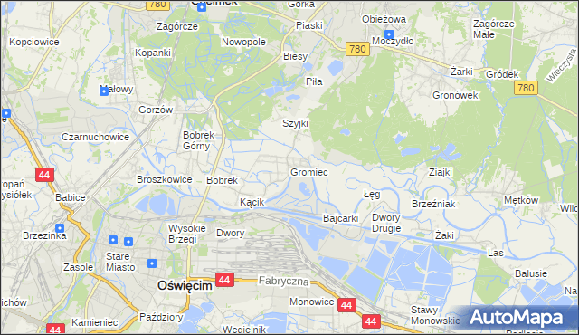 mapa Gromiec, Gromiec na mapie Targeo