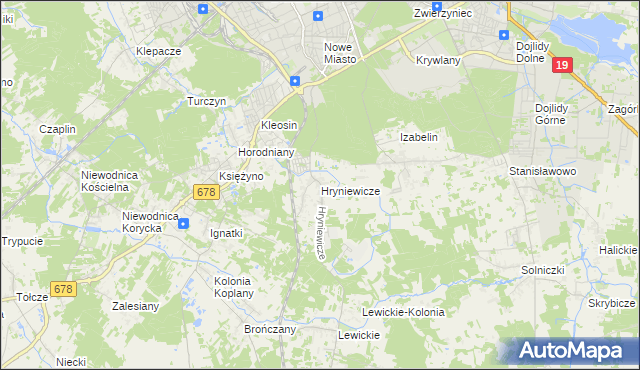 mapa Hryniewicze, Hryniewicze na mapie Targeo