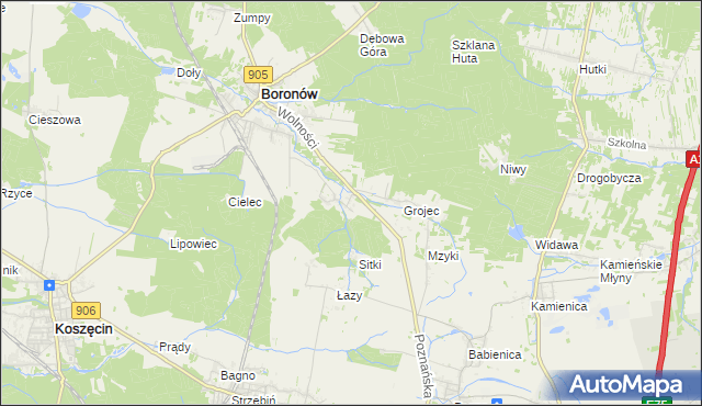 mapa Hucisko gmina Boronów, Hucisko gmina Boronów na mapie Targeo