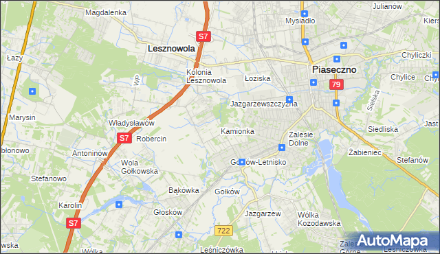 mapa Kamionka gmina Piaseczno, Kamionka gmina Piaseczno na mapie Targeo