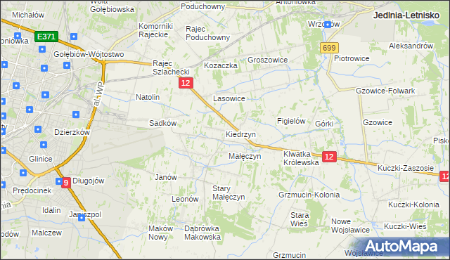 mapa Kiedrzyn gmina Gózd, Kiedrzyn gmina Gózd na mapie Targeo