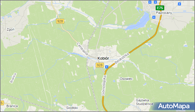 mapa Kobiór, Kobiór na mapie Targeo