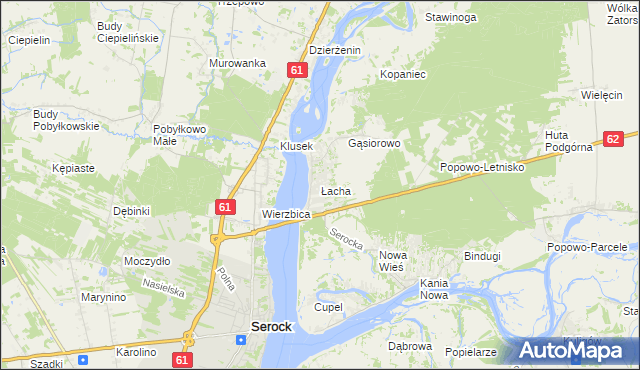 mapa Łacha gmina Serock, Łacha gmina Serock na mapie Targeo