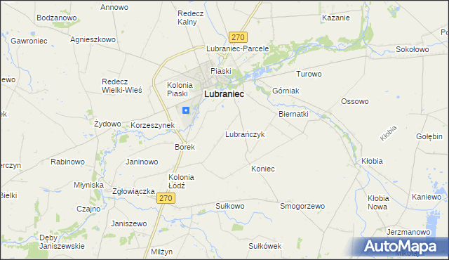 mapa Lubrańczyk, Lubrańczyk na mapie Targeo