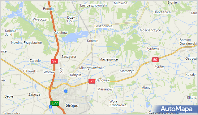 mapa Maciejowice gmina Grójec, Maciejowice gmina Grójec na mapie Targeo