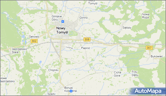 mapa Paproć, Paproć na mapie Targeo