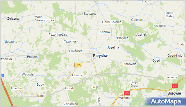 mapa Parysów, Parysów na mapie Targeo