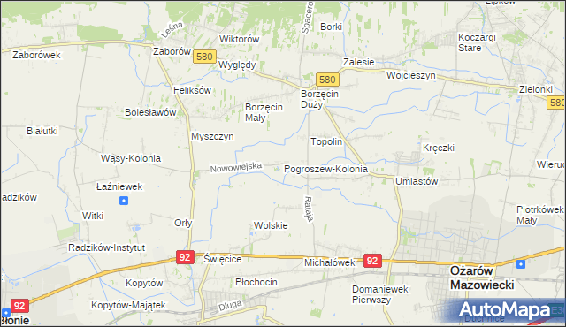 mapa Pogroszew-Kolonia, Pogroszew-Kolonia na mapie Targeo