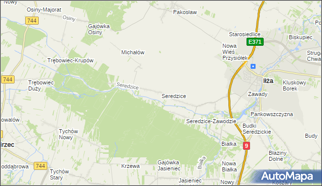 mapa Seredzice, Seredzice na mapie Targeo