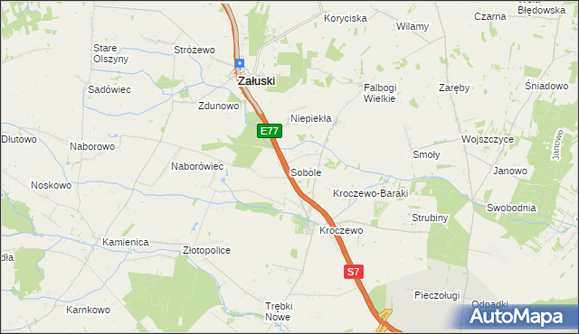 mapa Sobole gmina Załuski, Sobole gmina Załuski na mapie Targeo