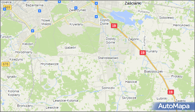 mapa Stanisławowo gmina Juchnowiec Kościelny, Stanisławowo gmina Juchnowiec Kościelny na mapie Targeo
