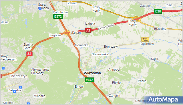 mapa Stefanówka gmina Wiązowna, Stefanówka gmina Wiązowna na mapie Targeo