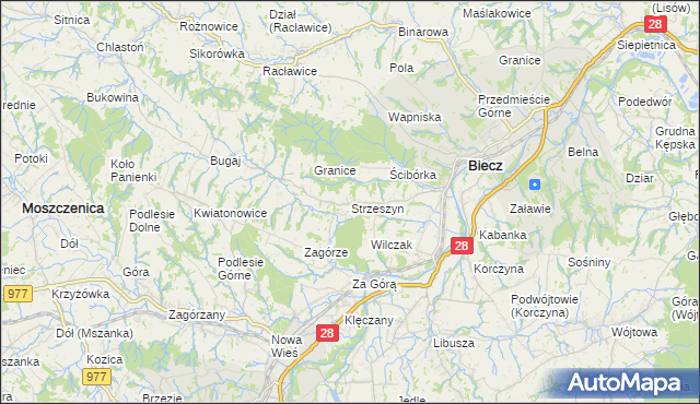 mapa Strzeszyn gmina Biecz, Strzeszyn gmina Biecz na mapie Targeo