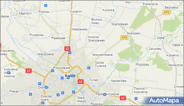 mapa Wojciechówka gmina Żelazków, Wojciechówka gmina Żelazków na mapie Targeo