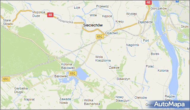 mapa Wola Klasztorna, Wola Klasztorna na mapie Targeo