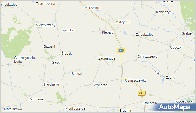 mapa Zagajewice gmina Dąbrowa Biskupia, Zagajewice gmina Dąbrowa Biskupia na mapie Targeo